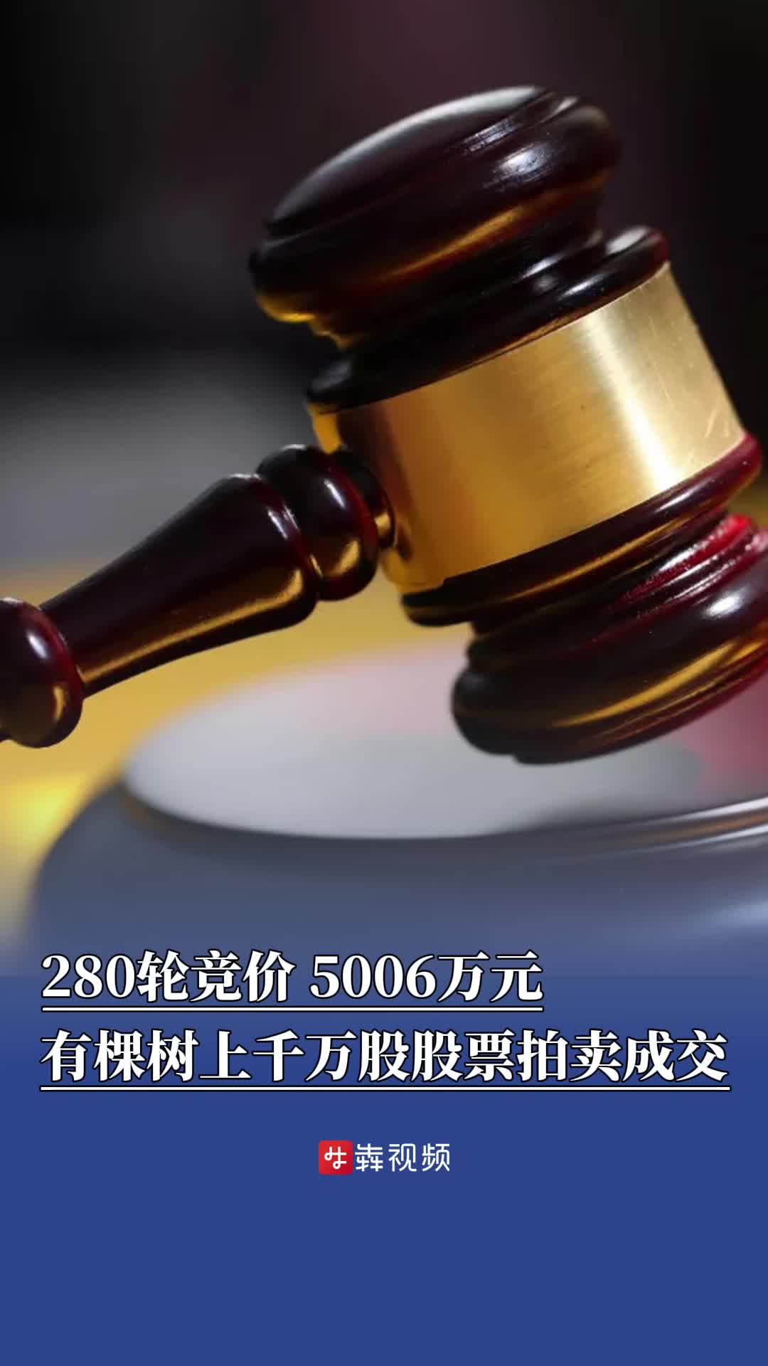 280轮竞价，5006万元！有棵树董事长上千万股股票拍卖成交