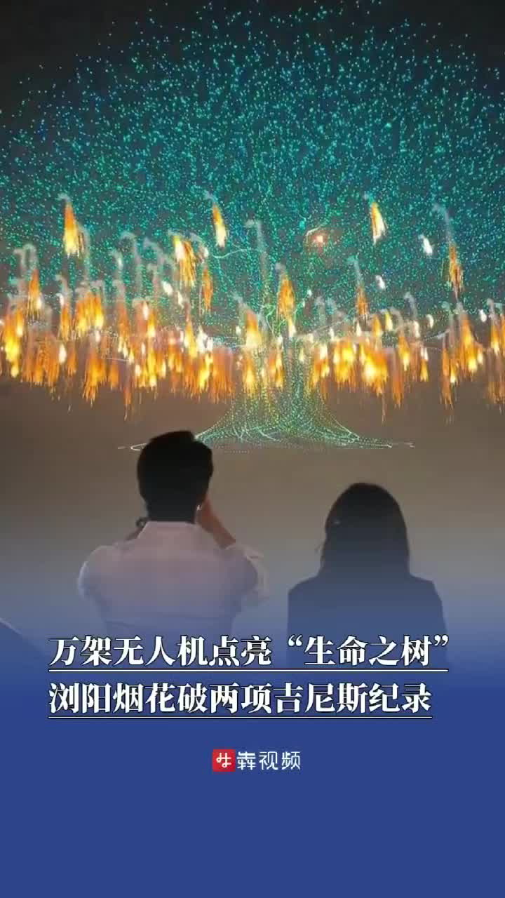 万架无人机点亮“生命之树”浏阳烟花破两项吉尼斯纪录
