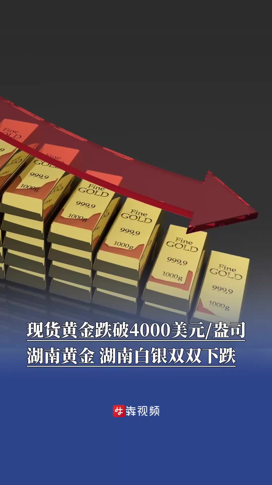 现货黄金跌破4000美元/盎司，湖南黄金、湖南白银双双下跌- 经济- 新湖南
