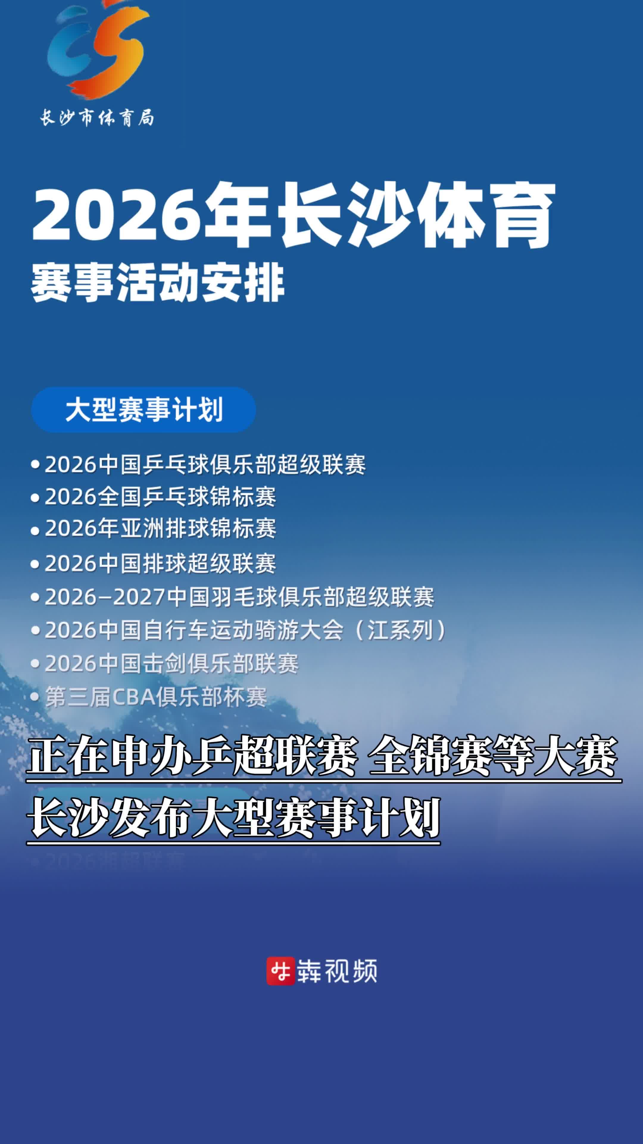正申办乒超联赛、全锦赛等大赛，长沙发布大型赛事计划
