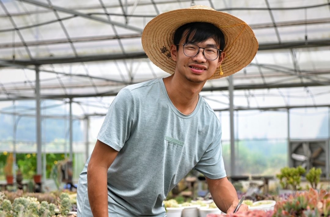 从方寸阳台到50亩基地，“95后”残疾小伙打造“多肉王国”